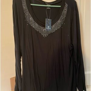 Long sleeve plus with rhine stones 3x dressy top new with tags